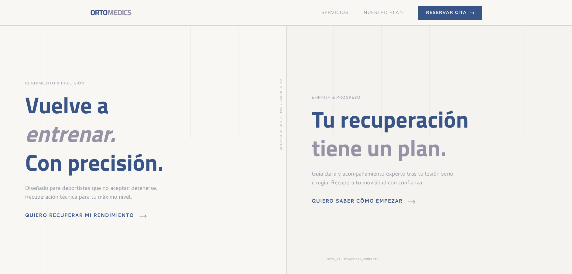 OrtoMedics Dual Audience Hero Design